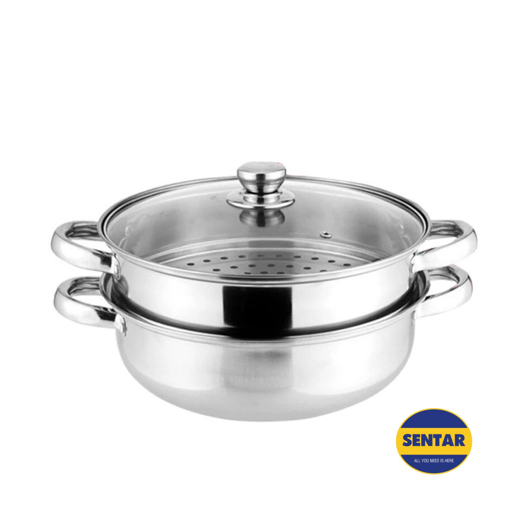 100% Ready Stock 2IN1 Steam Pot Steamer Cookware Pot 2 Layer High ...