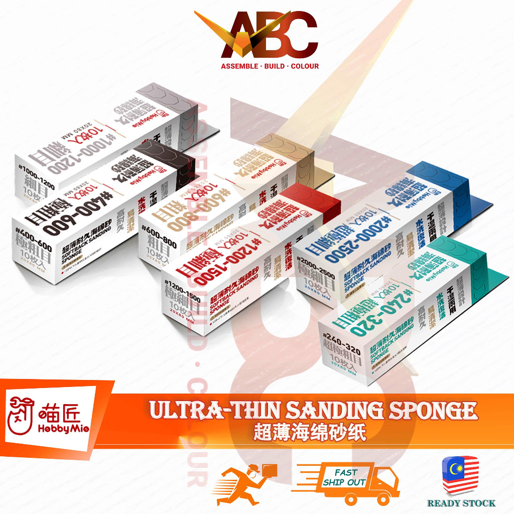 (HobbyMio) Ultra Thin Sanding Sponge 2mm Softback Sandpaper 240 400