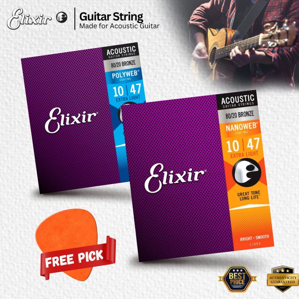 Elixir Acoustic String Set Folk Guitar String | Shopee Malaysia