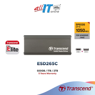 Transcend ESD265C Portable SSD 3D NAND 10Gbps Type-C Iron Gray (500GB / 1TB / 2TB)