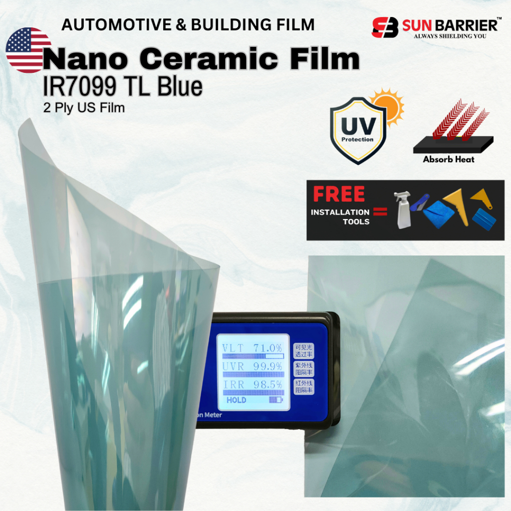 FREE TOOLSTINTED Kereta & Rumah Tint/2ply NANO CERAMIC/IR7099 TLBlue