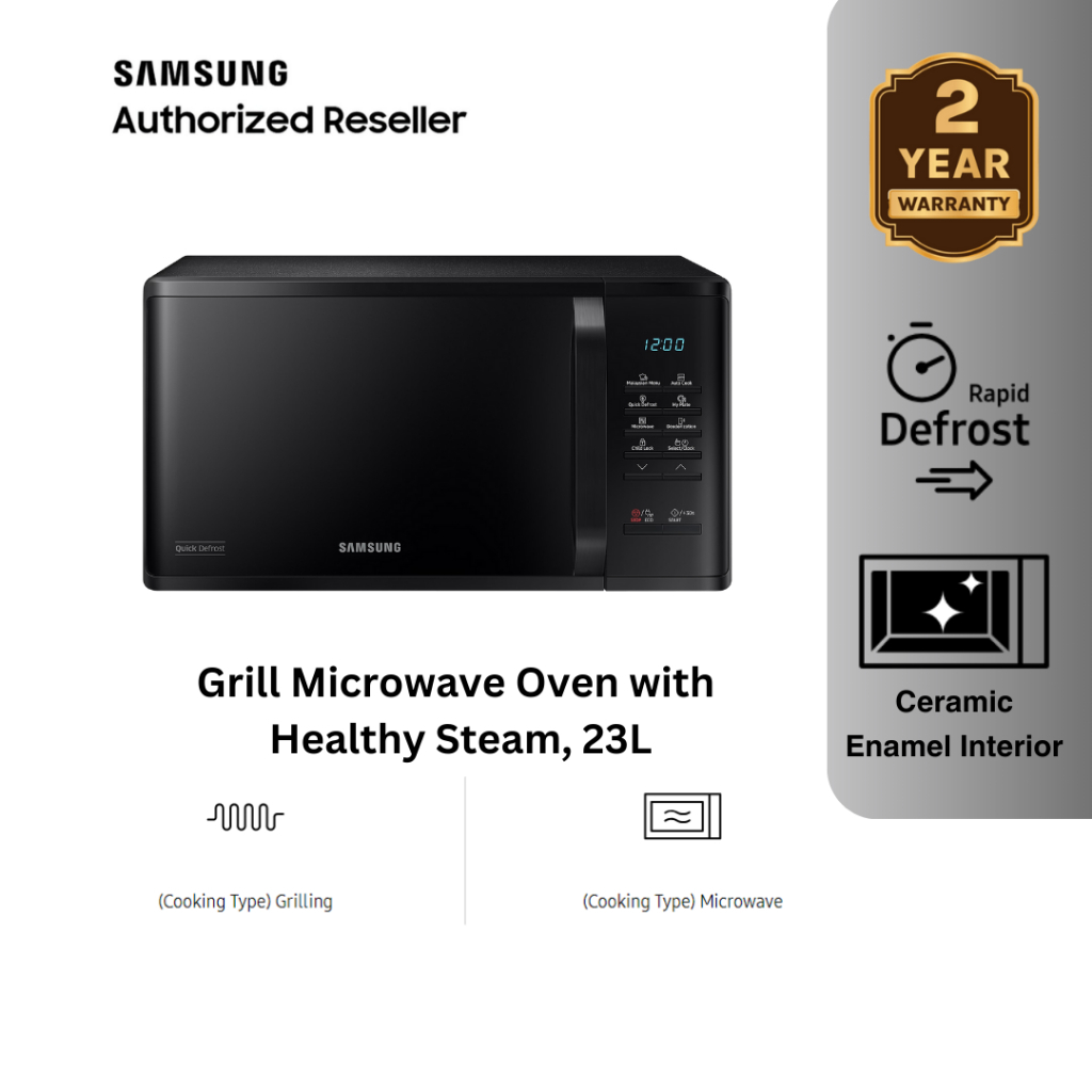 Samsung 23L (MG23K3513GK) Grill Microwave Oven with Healthy Steam