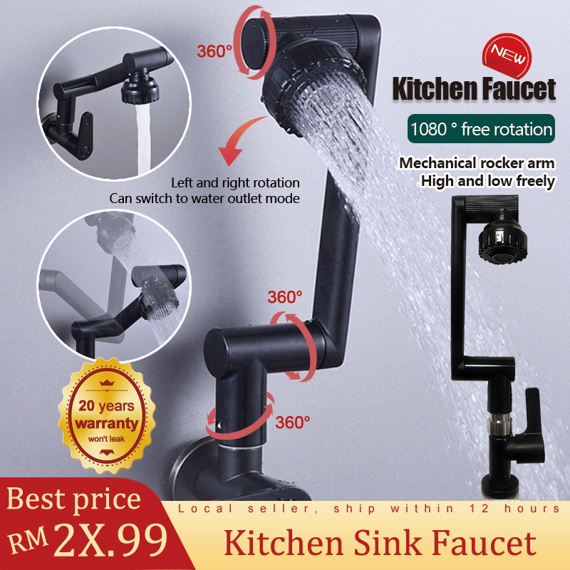 Kitchen Sink Stainless faucet 2 Mode Outlet 360° Rotation Basin tap ...