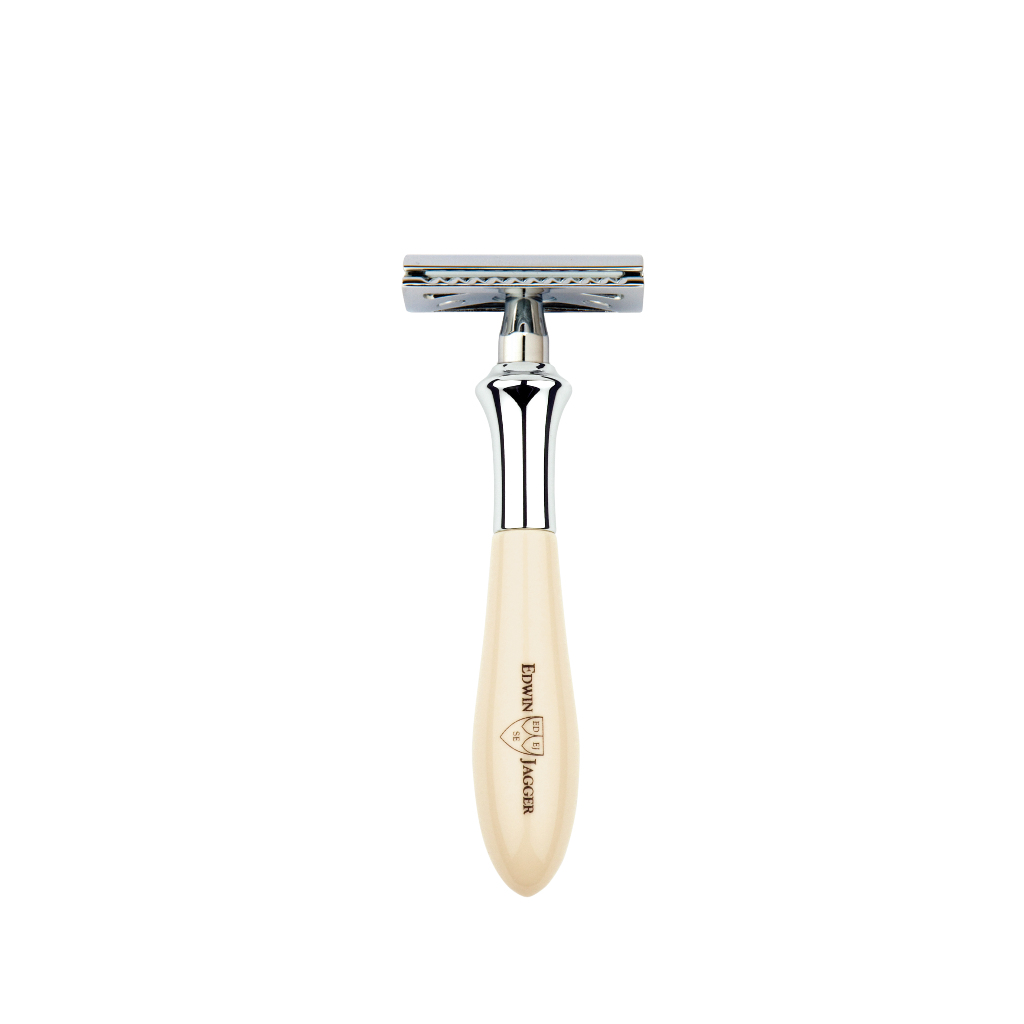Edwin Jagger Plaza Imitation Ivory DE Razor + Free Feather Blades ...