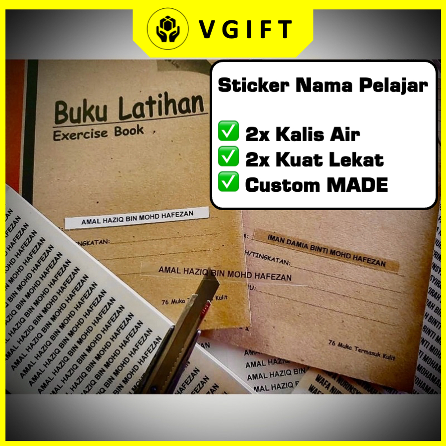 Sticker Nama Waterproof Untuk Pelajar Sekolah | Water Proof Transparent ...