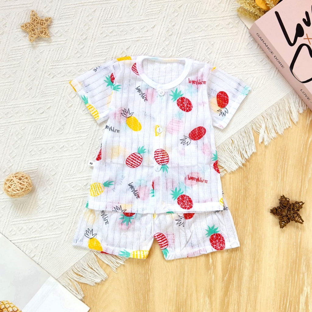 CantikBaby Newborn~2Y Baby 2pcs set short sleeve button set Baju Kanak ...