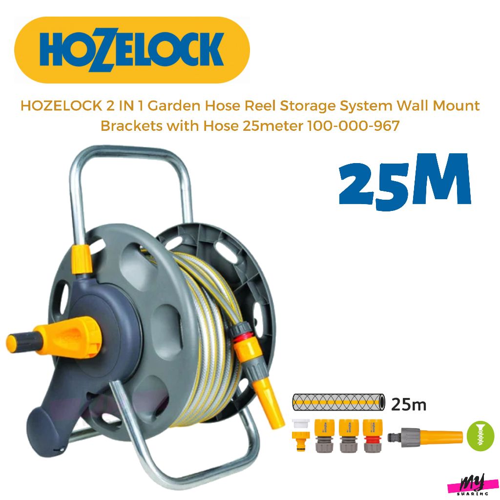 HOZELOCK 2 IN 1 Garden Hose Reel Storage System Wall Mount Brackets ...