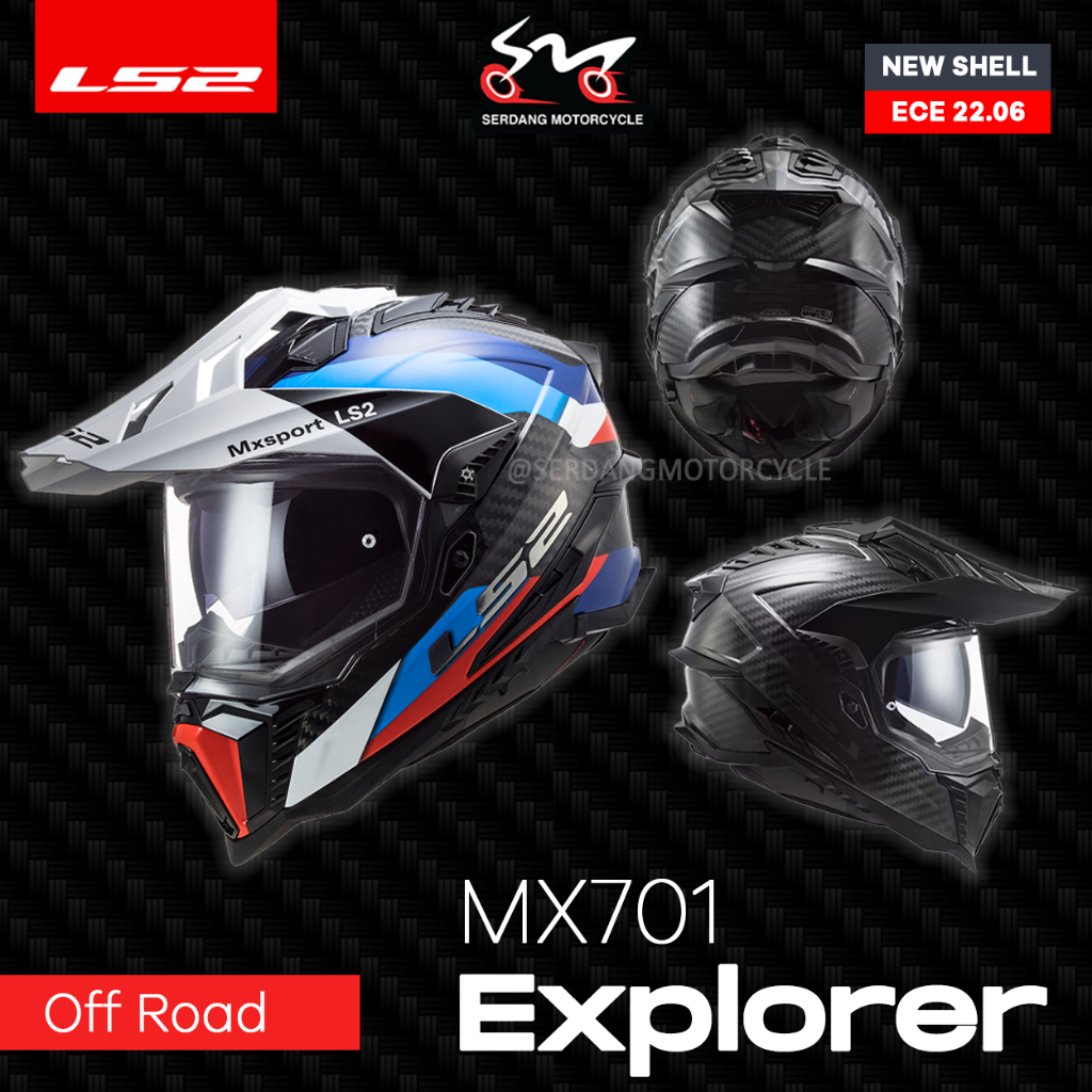 Casque Moto LS2 Explorer Carbon - Carbone Léger, Homologation ECE 22.06, Taille M (57-58 Cm) - Rouge Titanium