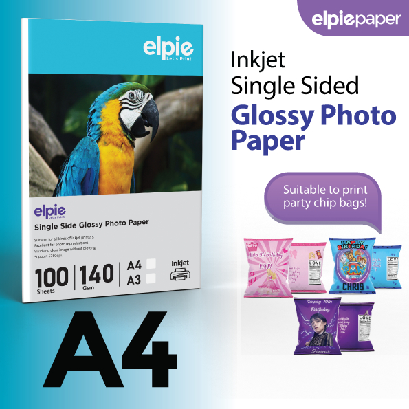 [ELPIE PAPER] A4 100pcs/pack Inkjet Single Sided HighGloss Photo Paper