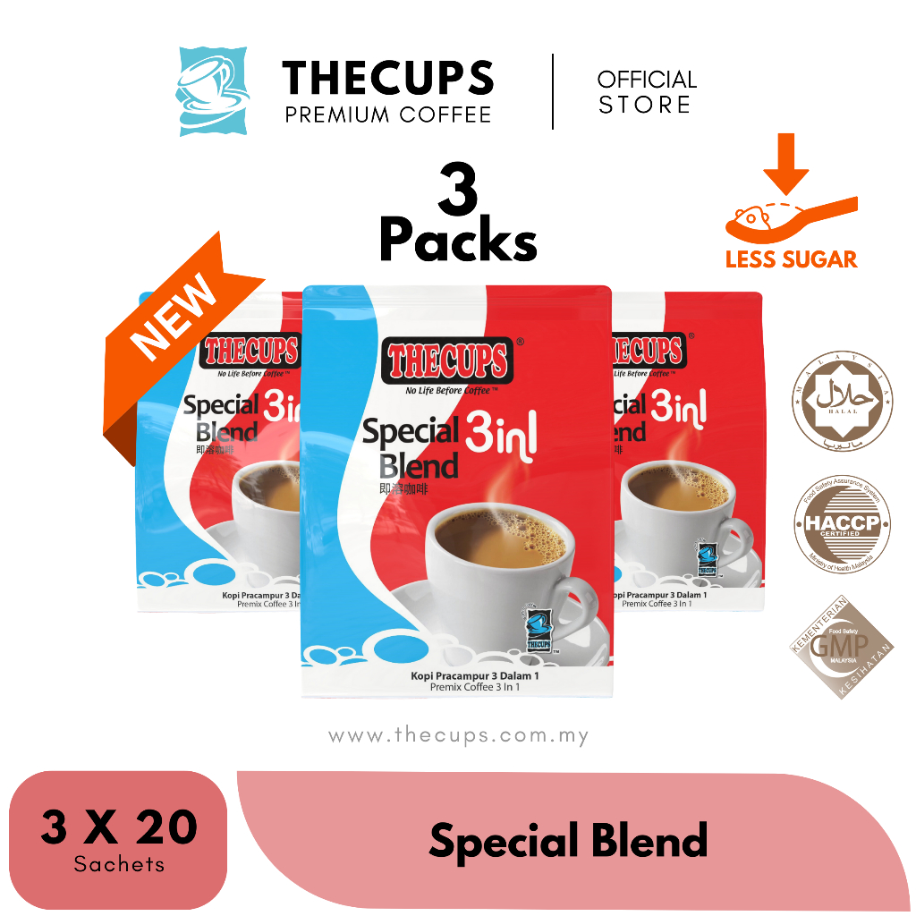 [𝗟𝗘𝗦𝗦 𝗦𝗨𝗚𝗔𝗥] THE CUPS Special Blend Less Sugar, Original 3in1 coffee ...