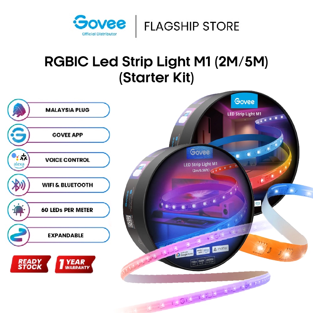 Govee M1 5M/2M RGBICW LED Strip Lights Matter Compatible Apple HomeKit