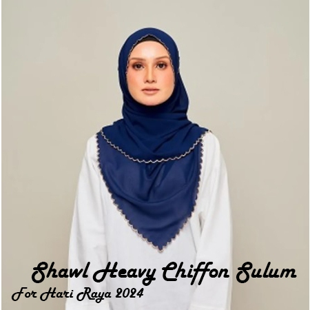 (Hot Dealz)Mekar Sulam Chiffon Heavy Shawl Sulam klasik 180x70cm 4 Edge ...