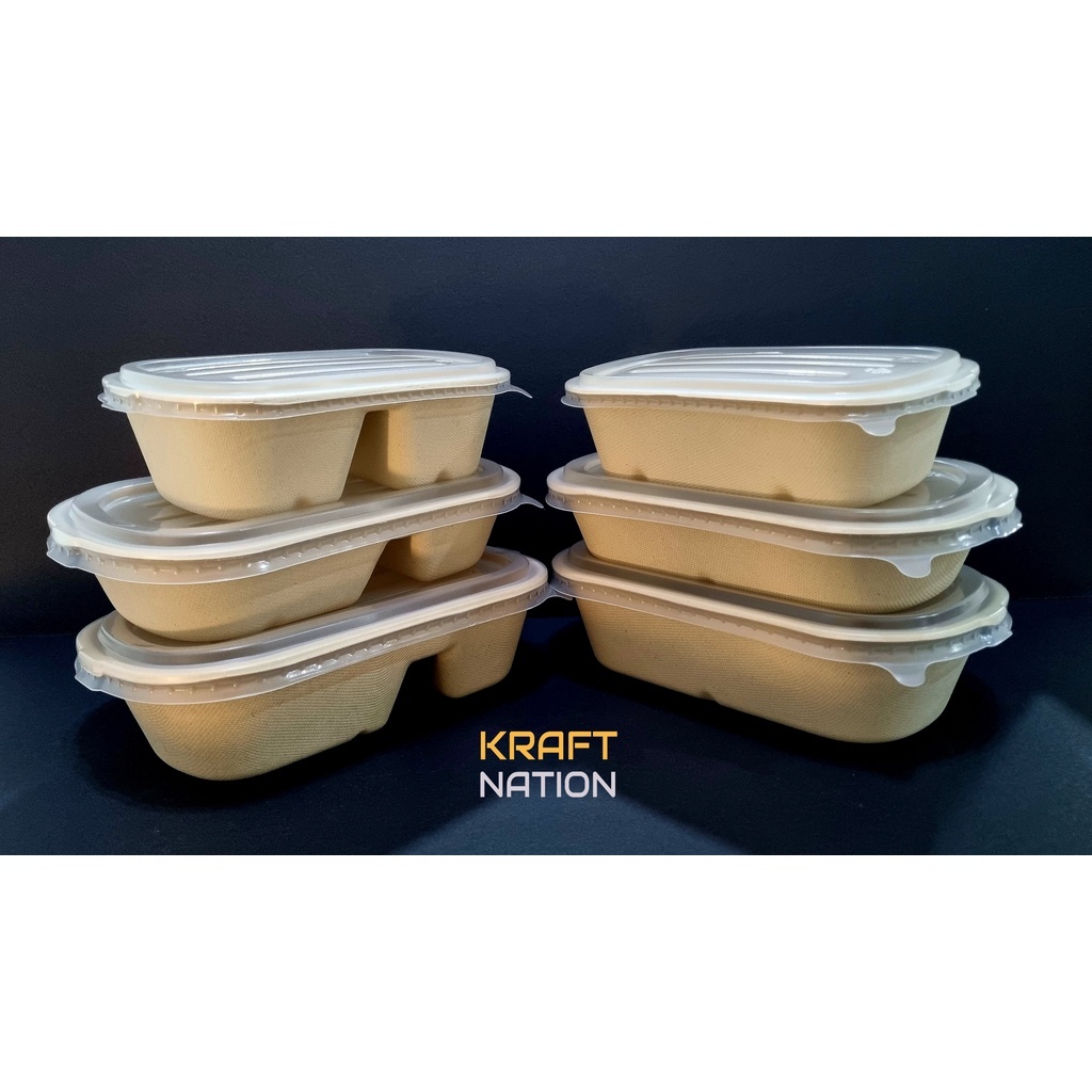 [BUNDLE] 50PCS 500ml/700ml/850ml/1000ml Degradable Healthy Pulp Lunch ...