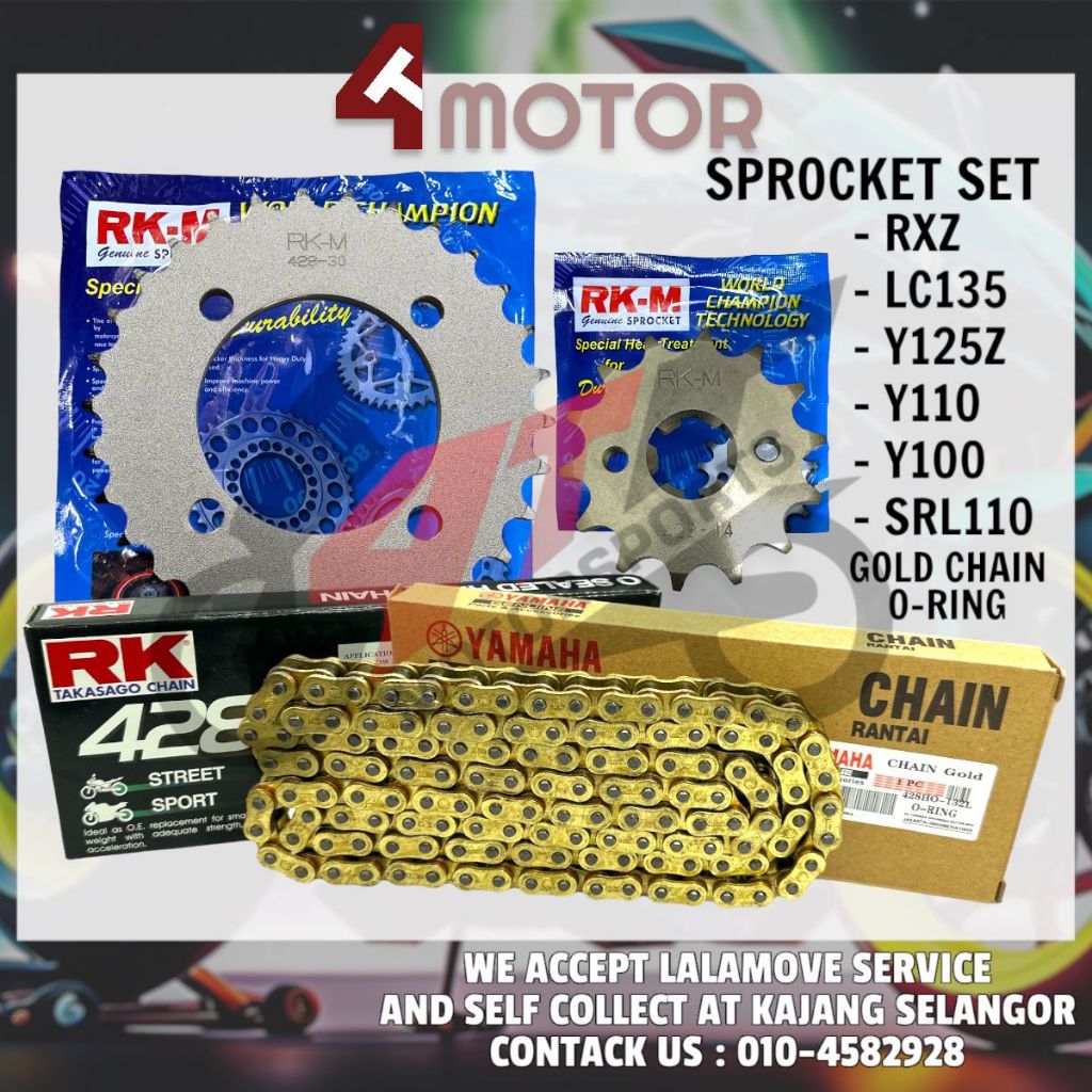 Rkm Sprocket Set With Chain Rk Yamaha Rantai Gold Oring L Yamaha