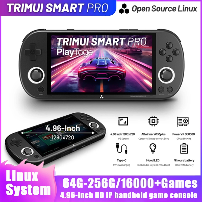 Trimui Smart Pro Handheld Game 16000+game Console 4.96-inch HD IPS ...