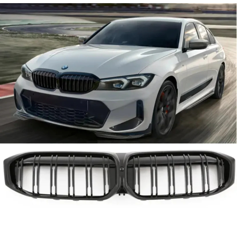 BMW G20 320i 330i 340i LCI Front Grill Double Fins Gloss Black B545 ...