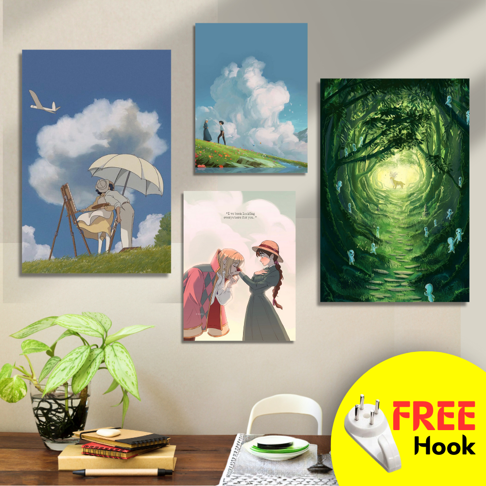 Ghibli Studio Decor Wall Painting with Frame Ghibli Art Canvas The Wind ...