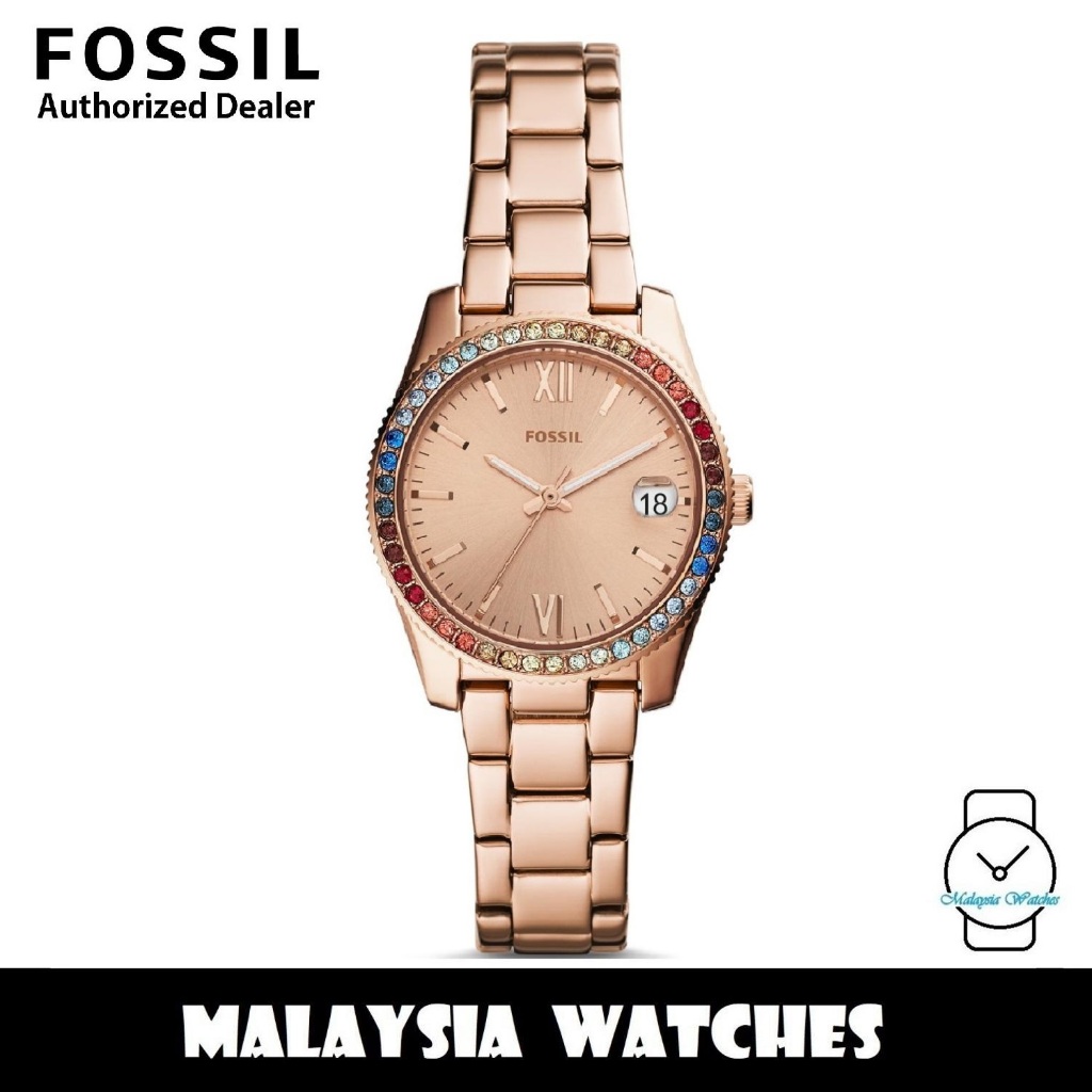 Fossil Women s ES4491 Scarlette Three Hand Date Rose Gold Bracelet Watch Shopee Malaysia