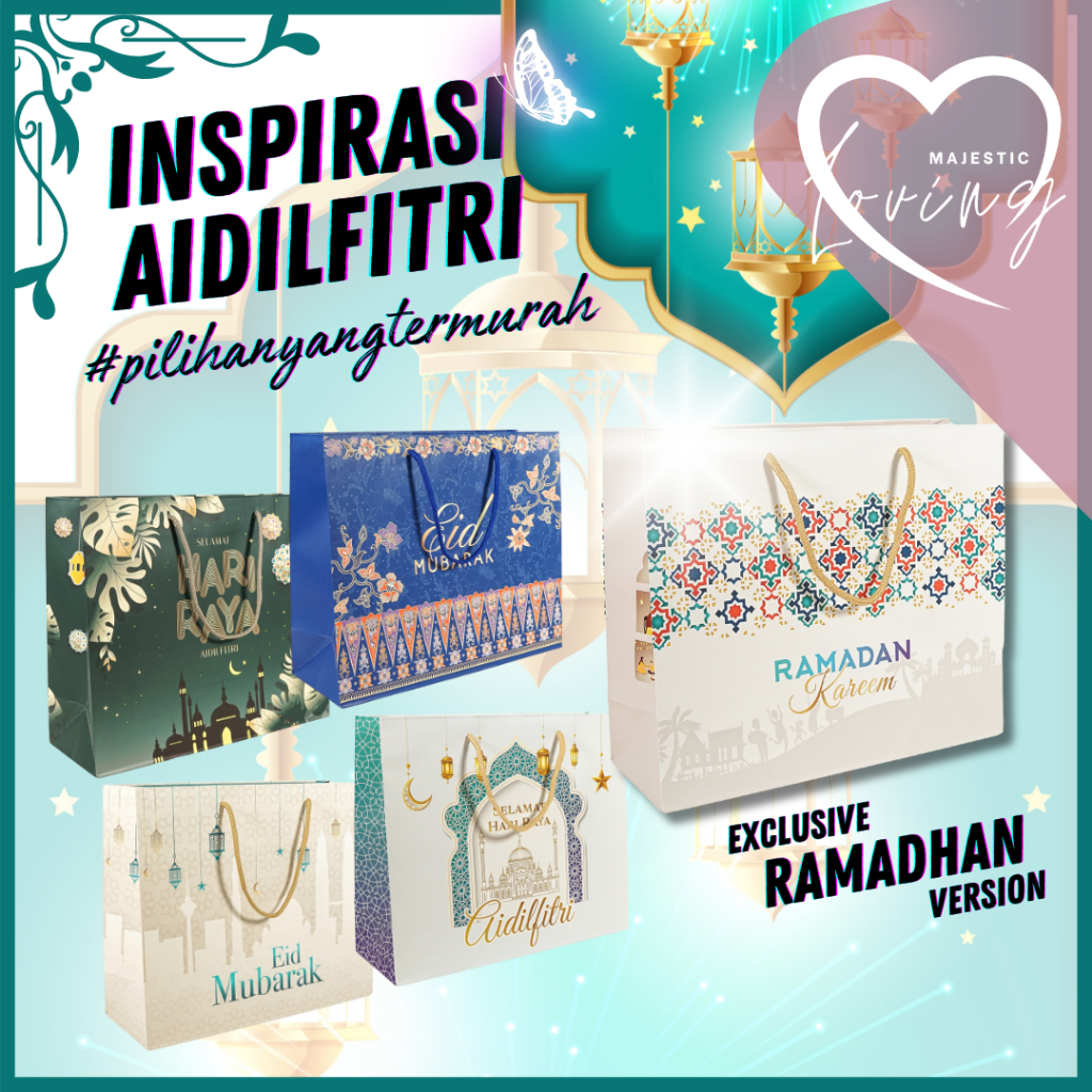 1pcs Raya Paper Bag Kraft Goodies Bag Muslim Eid Mubarak Bags Gift ...