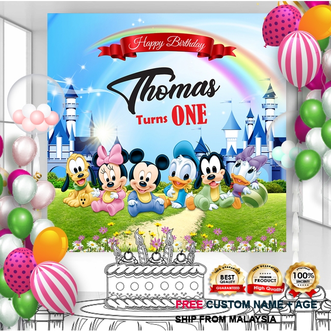 Birthday Banner Birthday Backdrop Hari Jadi Mickey Minnie Shopee Malaysia