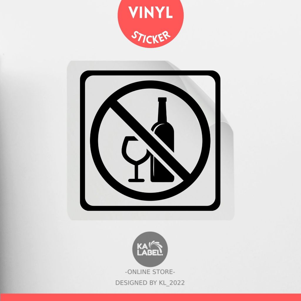 Ready Made 】No Alcohol Door Window Glass Sign Sticker - Home / Office ...