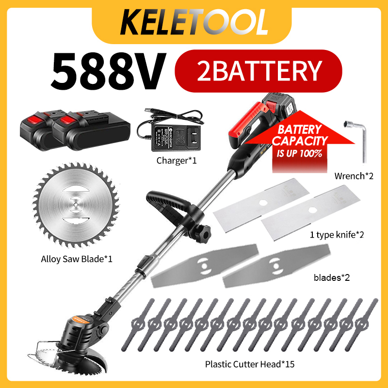 Mesin Cas Rumput Battery Lawn Mower Cordless Grass Cutter Electric ...