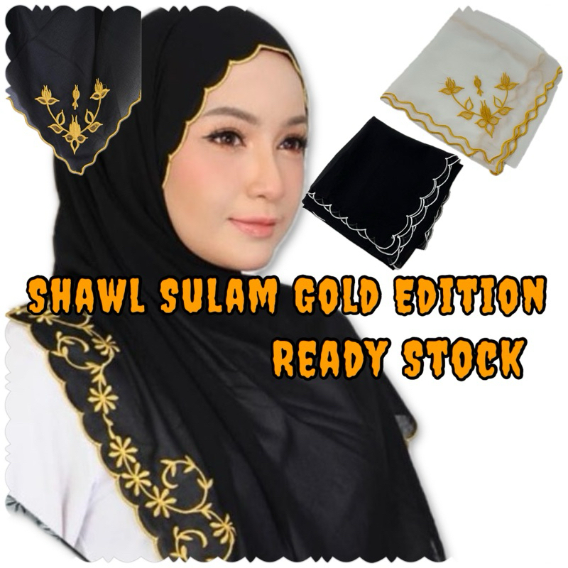 Ready Stock🔥Shawl chifoon sulam embroidery murah premium Ready stock in