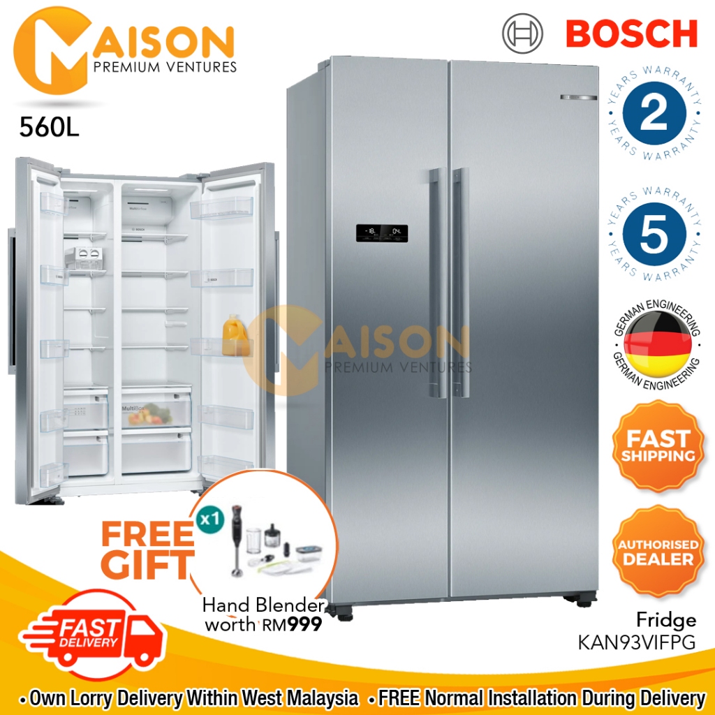 Bosch Series 4 Inverter Side By Side Refrigerator 560L KAN93VIFPG