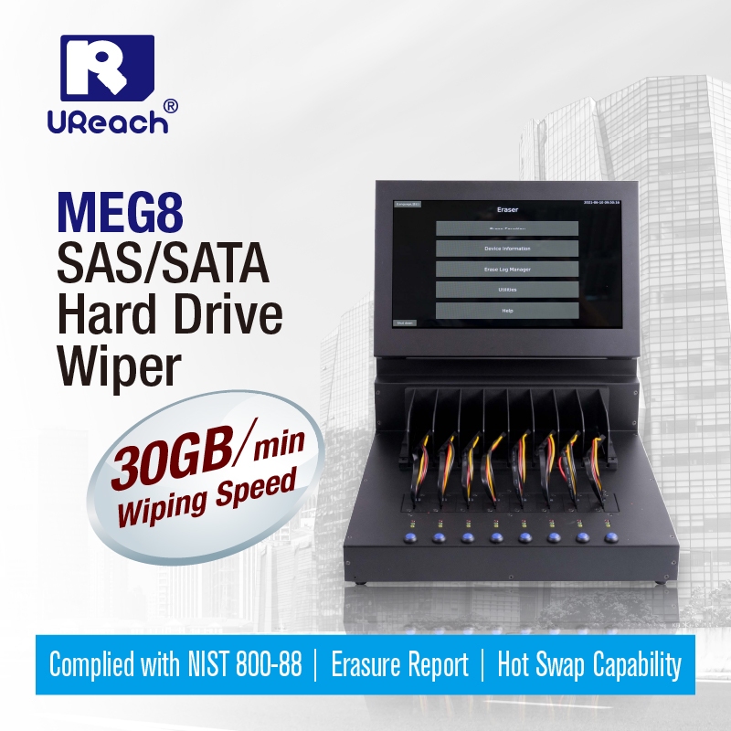 UReach MEG8 8 Ports SAS SATA Hard Disk Eraser HDD SSD Data Wiper 30GB ...