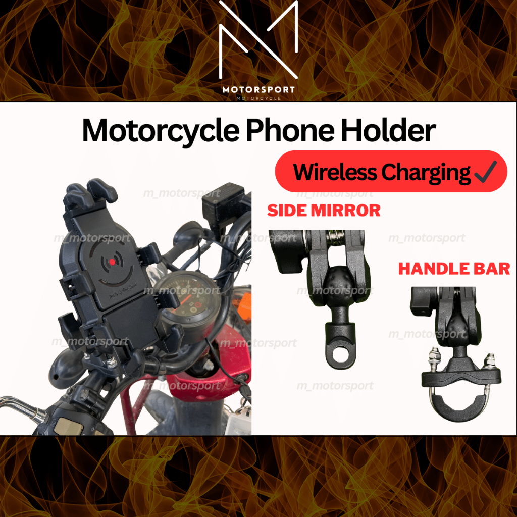 Motorcycle Phone Holder Wireless Charging Phone Mount Pemegang Telefon