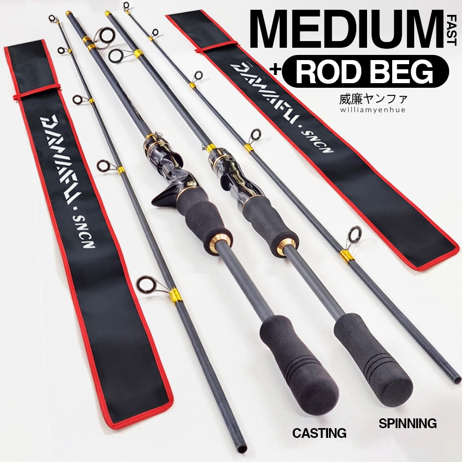 Fishing Rod【MEDIUM HARD】Fast Action Spinning Casting Hitam Gold ...