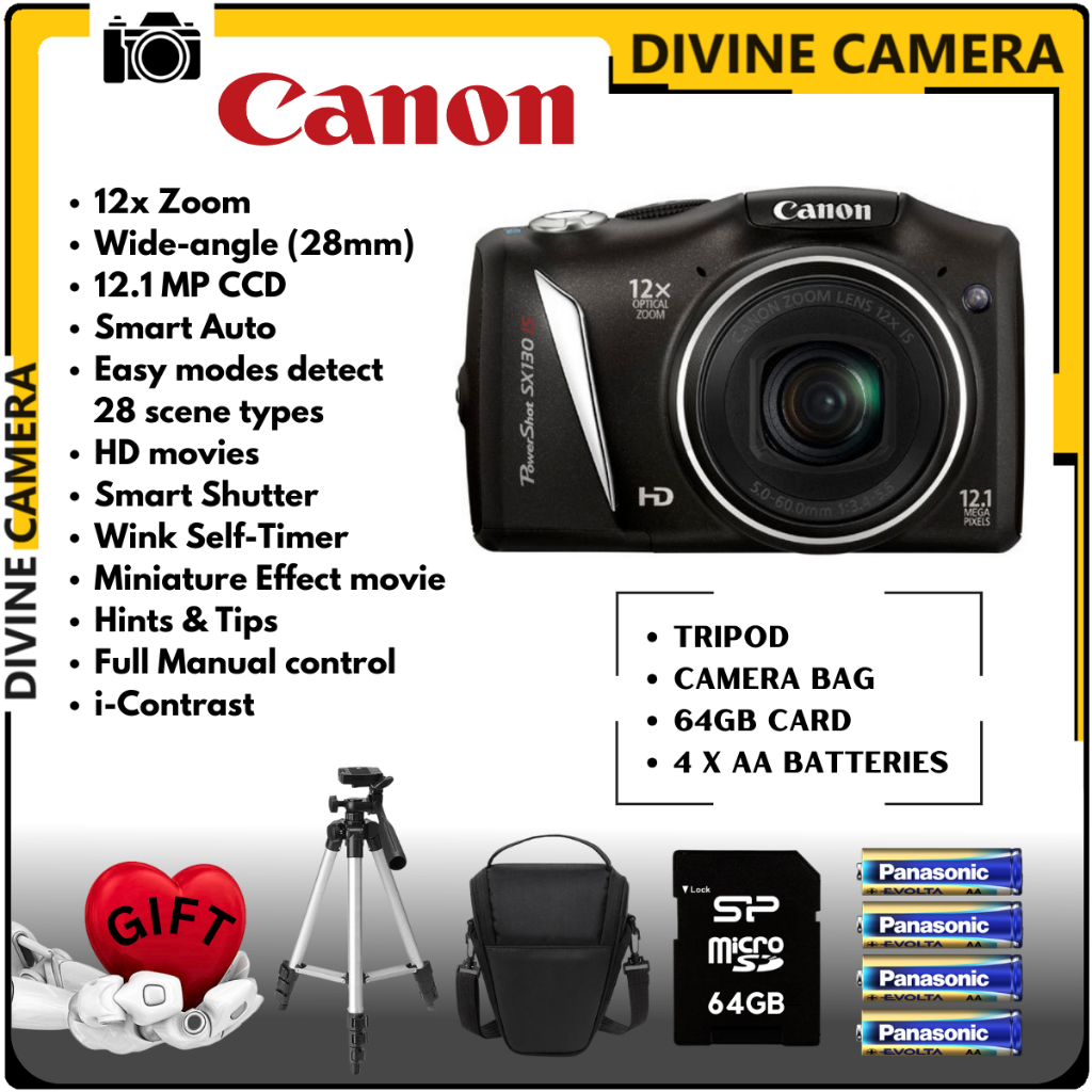 Canon PowerShot SX130IS 12.1 MP with 12x Wide Angle Optical Image ...