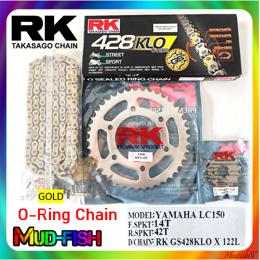 Rantai Emas Rk Sprocket Oring O Ring Chain Kit Yamaha Y15zr Lc150 Fz150 Gs 428 Klo 122l 14t 6577