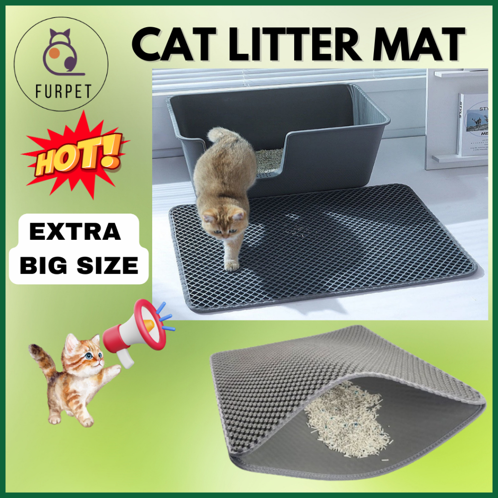 FURPET Cat Litter Mat Cat Mat Double Layer Litter Trapping Mat Washable ...