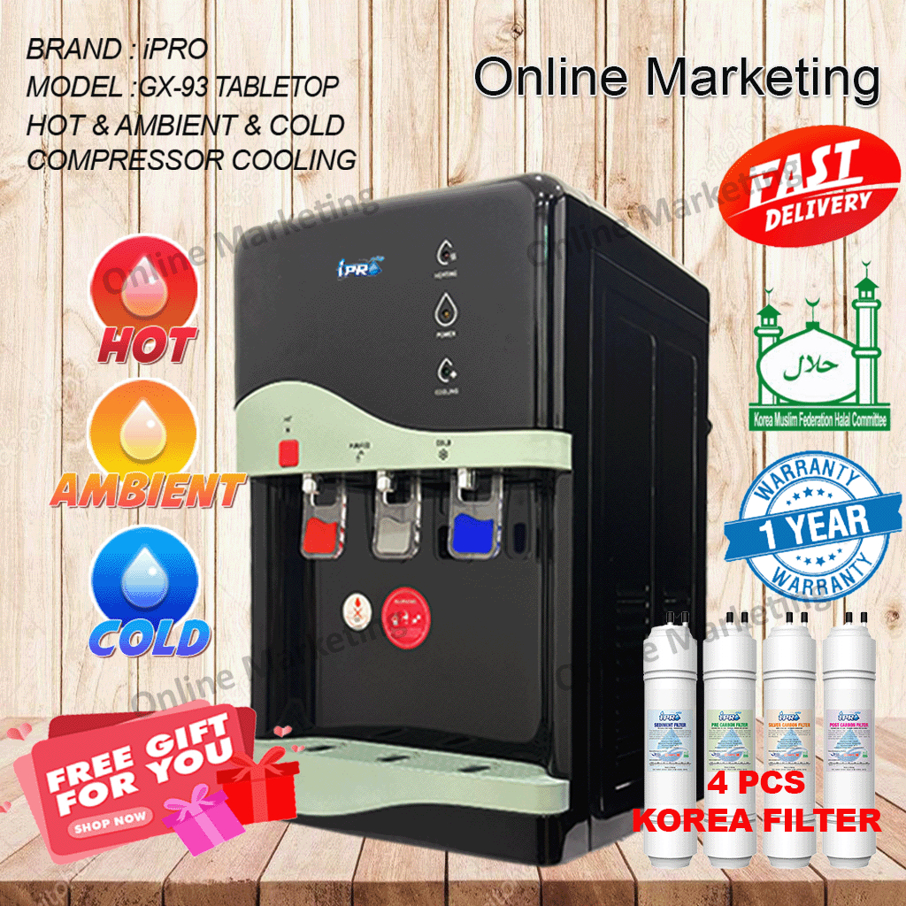 Ipro Penapis Air 3 Suhu Water Dispenser Hot Normal Cold Model Gx 9395tb With 4pcs Korea Halal 8590