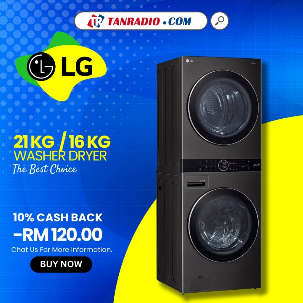 LG 21KG WashTower™ AllInOne Stacked Washer Dryer WT2116SHB Mesin