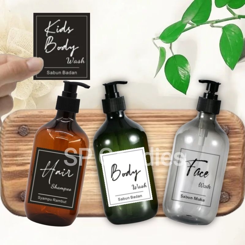 Minimalist Sticker Labels Toiletries Bathroom & Kitchen / PET Pump ...