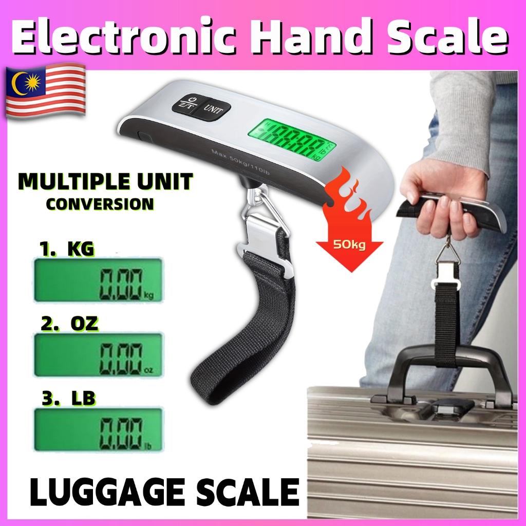 🇲🇾Ready Stock LCD Travel Scale 50kg/110lb Digital Luggage penimbang ...