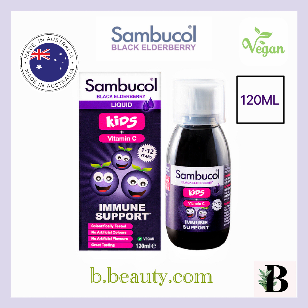 Sambucol Black Elderberry Kids With Vitamin C Syrup Liquid 1-12 Years ...