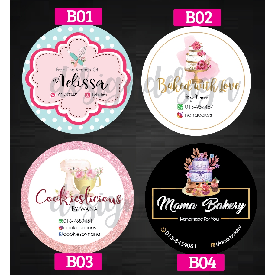 Sticker bakery stiker home baked home made cake cookies kek kuih raya ...