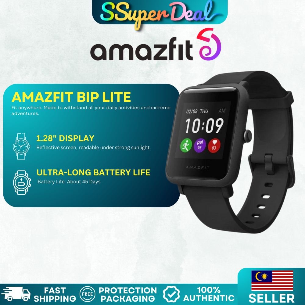 Amazfit Bip Lite 1.28" Reflective Screen Display Smartwatch Bluetooth 4