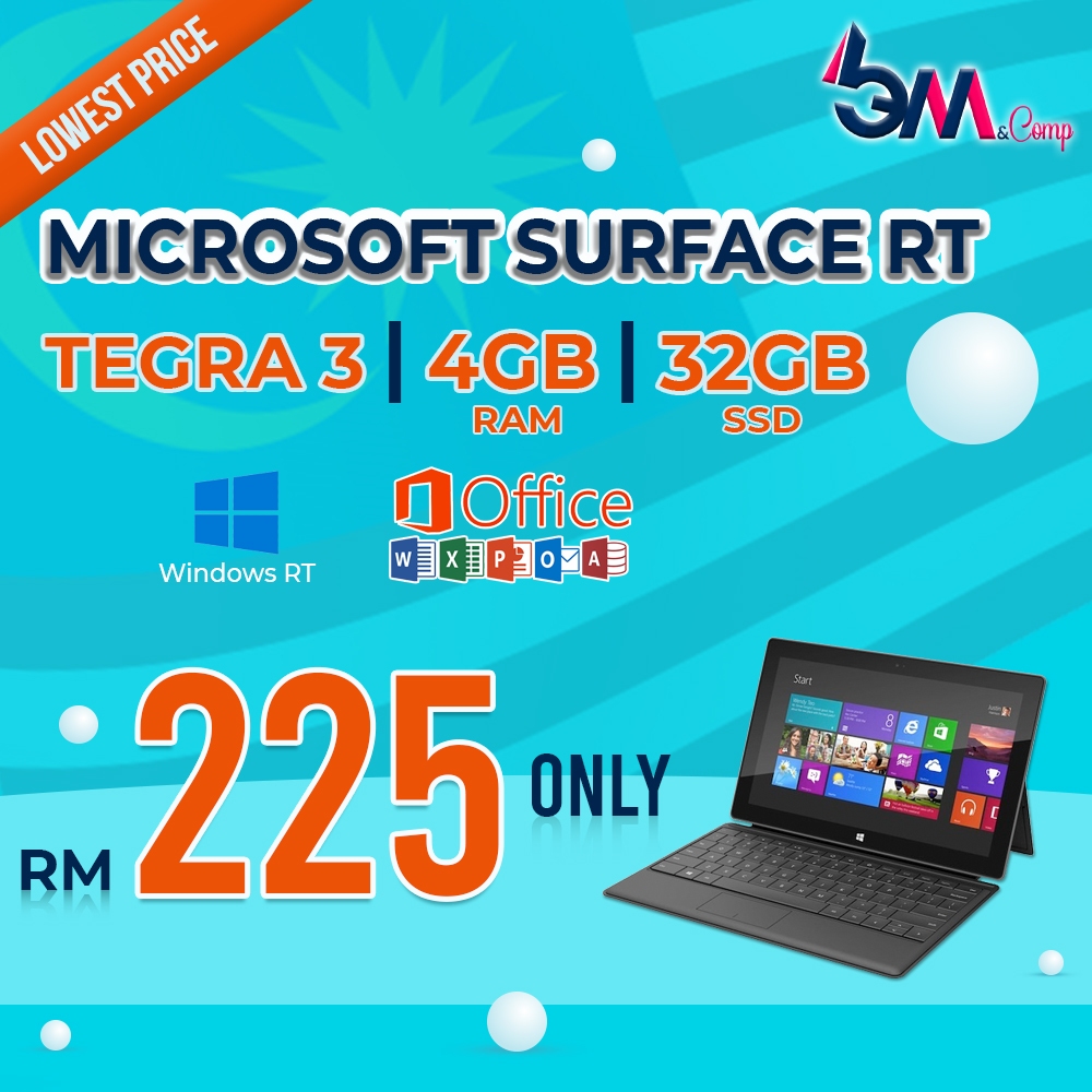 Microsoft Surface RT 2GB RAM - 32GB SSD - Dual Camera with Keyboard |  Shopee Malaysia