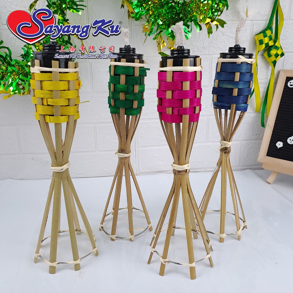 Ready Stock 1pcs Hari Raya Decoration Pelita Raya Buluh Lampu Pelita Stand 30 Cm 4616