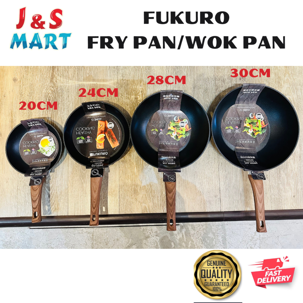 Fukuro Kanzen Non-Stick Fry Pan Wok Pan 20/24/28/30cm Aluminium Core ...