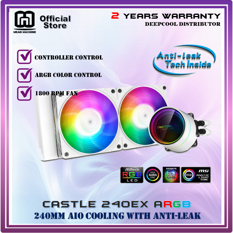 DEEPCOOL CASTLE 240EX White ARGB CPU Processor 240mm Twin Fan Water
