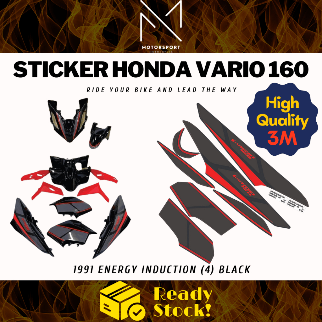 HONDA Vario 160 Energy Induction CoverSet Stripe Sticker Cover Set ...