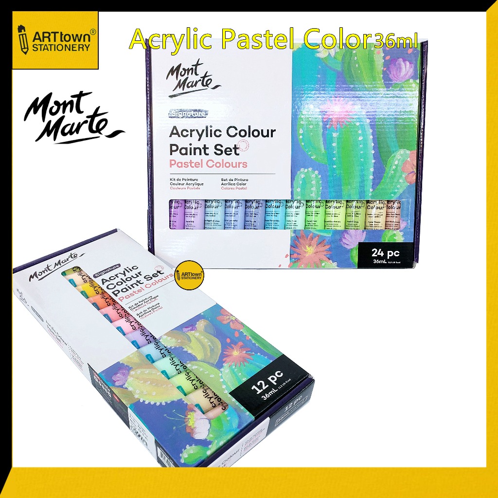 Mont Marte Acrylic Colour Paint Set Pastel 36ml (1.2oz)(Ready Stock ...