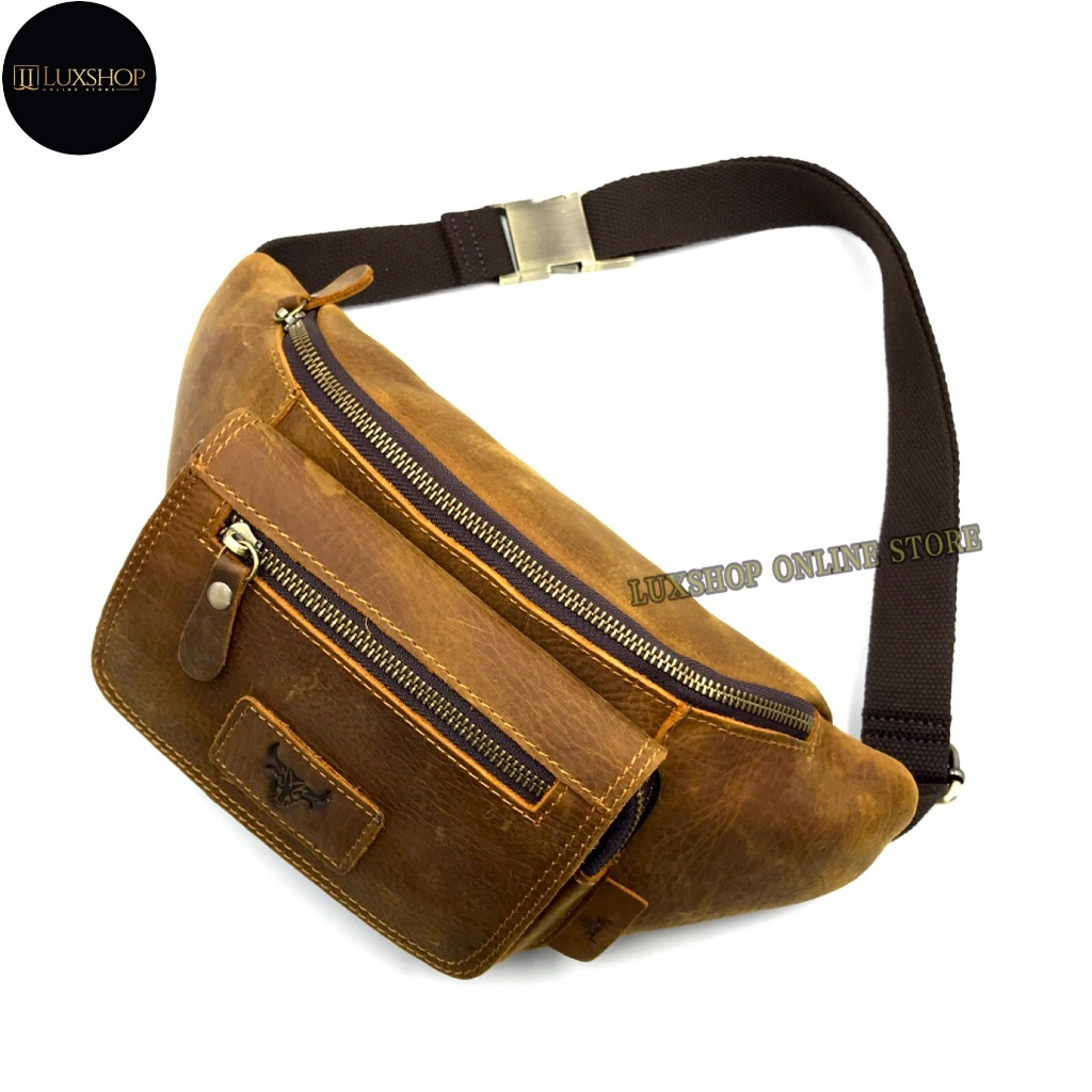 Rush Rider Leather Waist Bag Travel Casual Pouch Bag Men Chest Bag ...