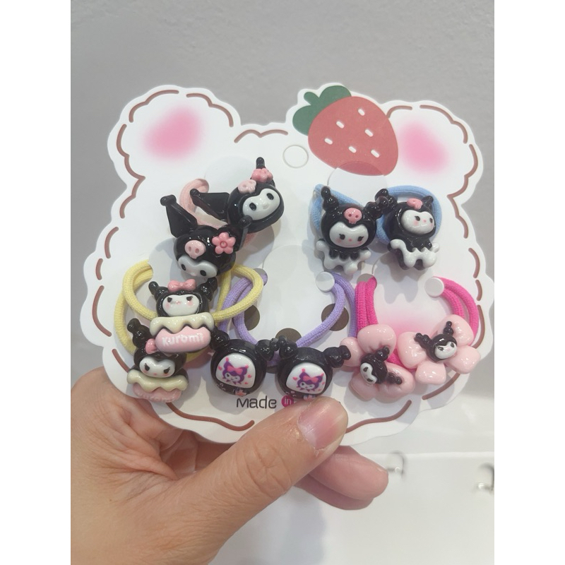 cartoon kurumi cat rabbit flower hair rubber and hairclip (1bag5set ...
