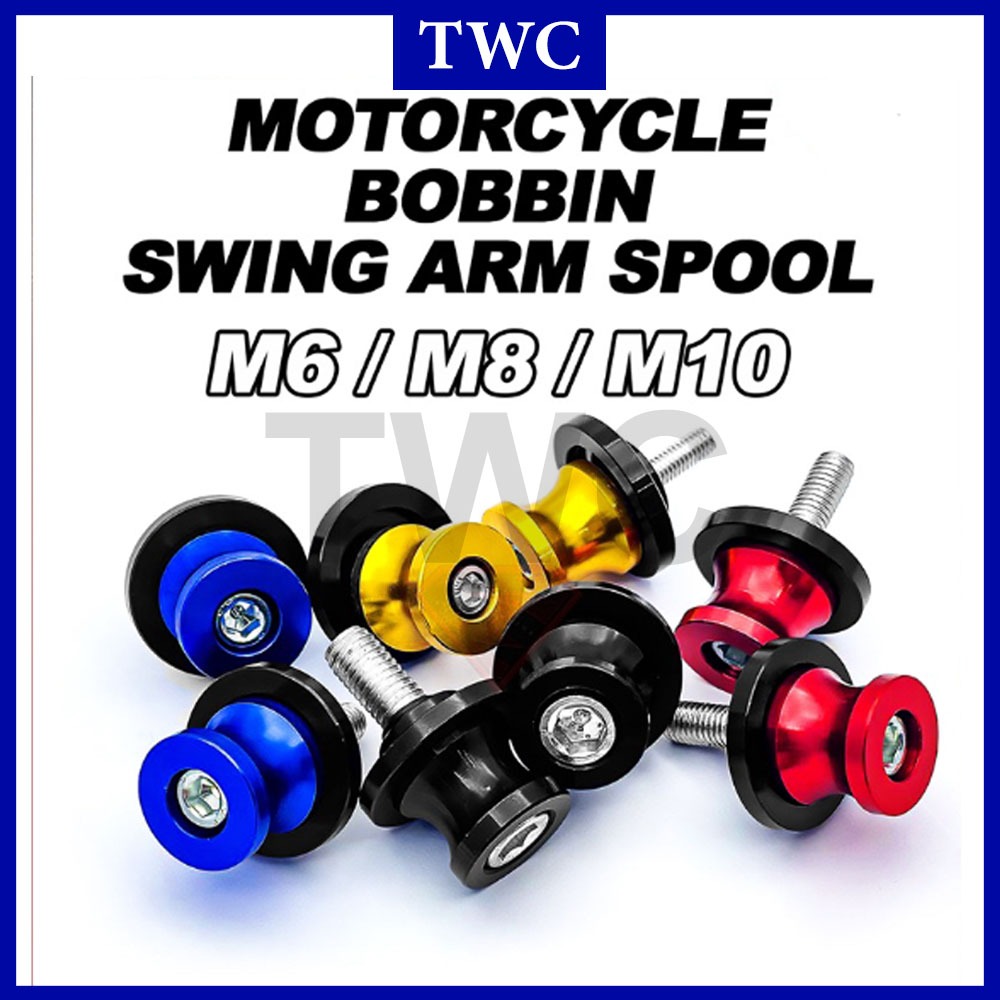 TWC SWING ARM SPOOL MOTORCYCLE BOBBIN M6 M8 M10 UNIVERSAL R15 R25 MT07 ...